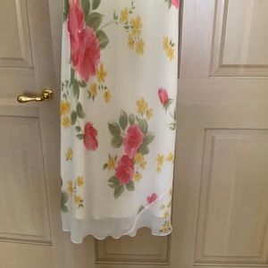 Floral dress of 100% Silk with polyester lining.